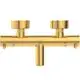 Badethermostat in Brushed Gold mit zwei Griffen, hergestellt von Ideal Standard, zur regulierten Wasserverteilung in Badezimmeranwendungen.